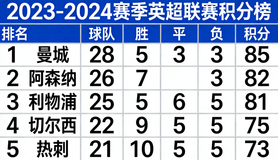 联赛积分榜数据页面，展示多支球队排名与积分